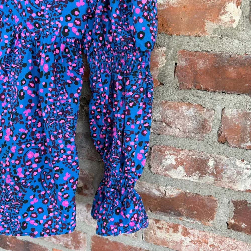 Lilly Pulitzer Preslee Babydoll Top Blue Flare Growl & Prowl‎ Size 2